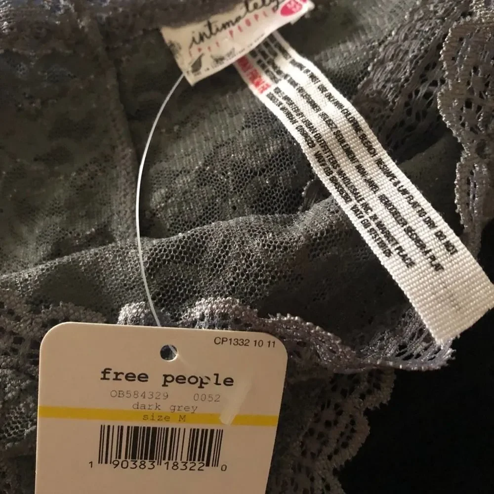 NEW Free People Intimately Dark Grey Lace Thong - Picture 5 of 6
